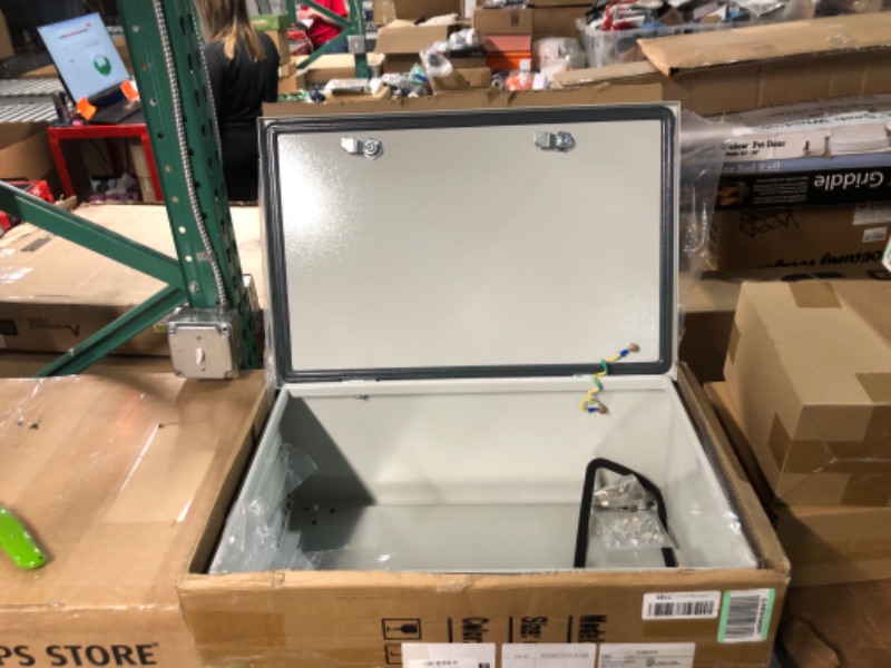 Photo 2 of Supllueer Steel Enclosure,NEMA Electrical Box IP66 Water and Dust Resistant, 24 "X16 "X10" Outdoor/Indoor Electrical Junction Box with Mounting Plate, Support Left and Right Swap 24-16-10