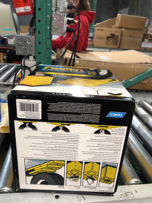 Photo 2 of Camco FasTen 2x2 RV Leveling Block For Single Tires, Interlocking Design Allows Stacking To Desired Height, Includes Secure T-Handle Carrying System, Yellow (Pack of 10) Yellow Single Tire Standard Packaging