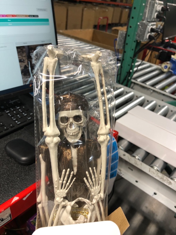 Photo 2 of 2 Packs Hanging Halloween Skeletons Pirate Halloween Decorations 15.7 Inches Full Body Skeleton Decorations for Best Halloween Outdoor Decorations