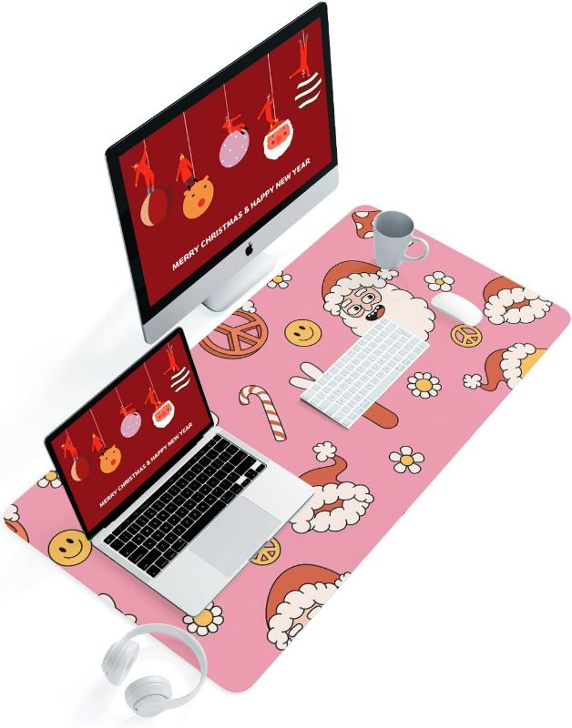 Photo 1 of YSAGi Writing Desk Pad, Anti-Slip Thin Mousepad for Computers,Office Desk Accessories Laptop Waterproof Dual-Sided Desk Protect for Office Decor and Home(Christmas Pink,31.5" x 15.7")