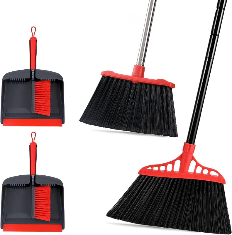 Photo 1 of **MISSING ITEMS SEE COMMENTS FOR DETAILS**Tiumso Dustpan and Brush Set, 55'' Heavy Duty Broom Outdoor Commercial Broom and Large Indoor Broom for Home Hall Lobby Office Garage Patio and Car Truck
