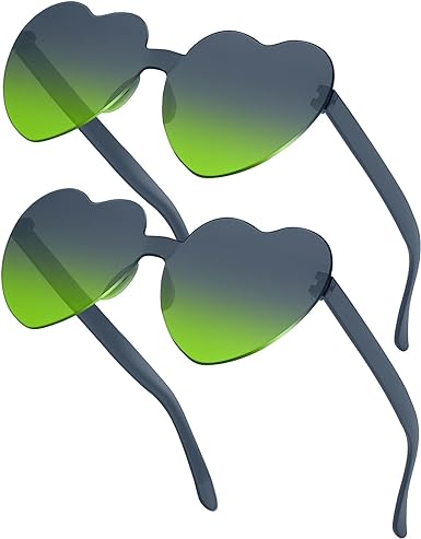 Photo 1 of **TWO PACK**RTBOFY 2PCS Heart Sunglasses for Fashion Party Queen Style, Rimless Heart Shaped Sunglasses for Women Party Favor