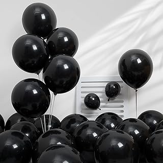 Photo 1 of **FIVE PACK**Ponamfo Black Balloons 12"+5" Ballons - 70Pcs Latex Black Balloon Arch Kit as Birthday Balloons Party Balloons Graduation Balloons Gender Reveal Balloon Baby Shower Balloon Wedding Anniversary Balloon