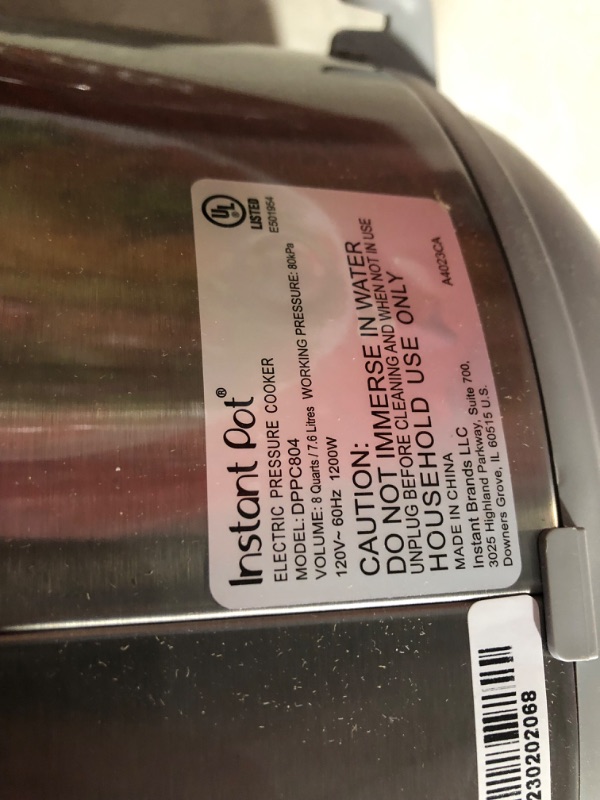 Photo 6 of ***USED  DAMAGED - DENTED - POWERS ON - UNABLE TO TEST FURTHER - SEE PICTURES***
Instant Pot Duo Plus, 8-Quart Whisper Quiet 9-in-1 Electric Pressure Cooker, Stainless Steel 8QT Duo Plus