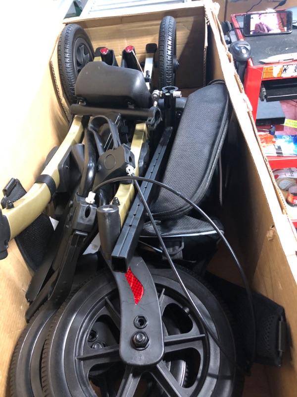 Photo 1 of ELENKER All-Terrain Upright Rollator Walker, Stand up Rolling Walker with Seat, 12” Non-Pneumatic Tire Wheels, Compact Folding Design for Seniors, Champagne