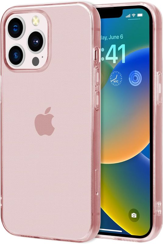 Photo 1 of Case for iPhone 14 Pro 6.1 Inches, Transparent Silky Soft Touch Ultra-Thin Lightweight Shock Proof and Scratch-Proof Whole Body Protection Phone(Clear Pink)

