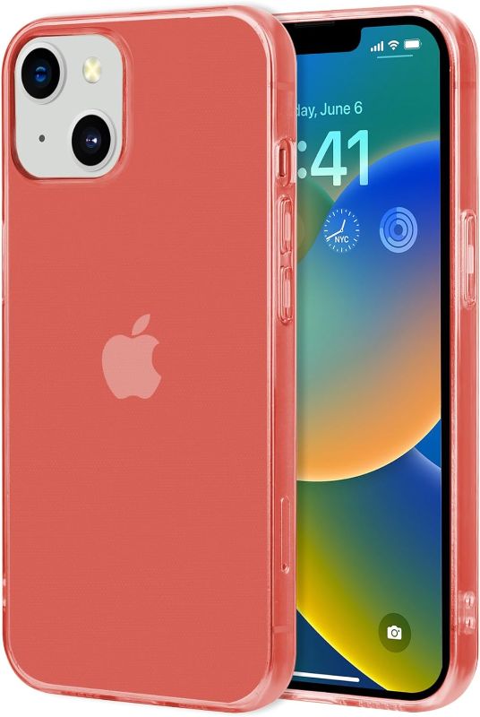 Photo 1 of Case for iPhone 15 Plus 6.7 Inches, Transparent Silky Soft Touch Ultra-Thin Lightweight Shock Proof and Scratch-Proof Whole Body Protection Phone(Clear Red)
