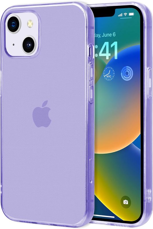 Photo 1 of Case for iPhone 14 6.1 Inches, Transparent Silky Soft Touch Ultra-Thin Lightweight Shock Proof and Scratch-Proof Whole Body Protection Phone(Clear Purple)
