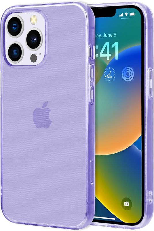 Photo 1 of Case for iPhone 14 Pro Max 6.7 Inches, Transparent Silky Soft Touch Ultra-Thin Lightweight Shock Proof and Scratch-Proof Whole Body Protection Phone(Clear Purple)
