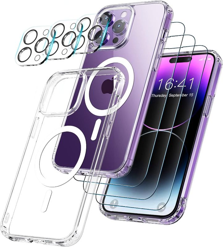 Photo 1 of BOTOER for iPhone 14 Pro Max Phone Case with 3 Pack Screen Protector + 3 Pack Camera Lens Protector - 6.7 Inch Clear