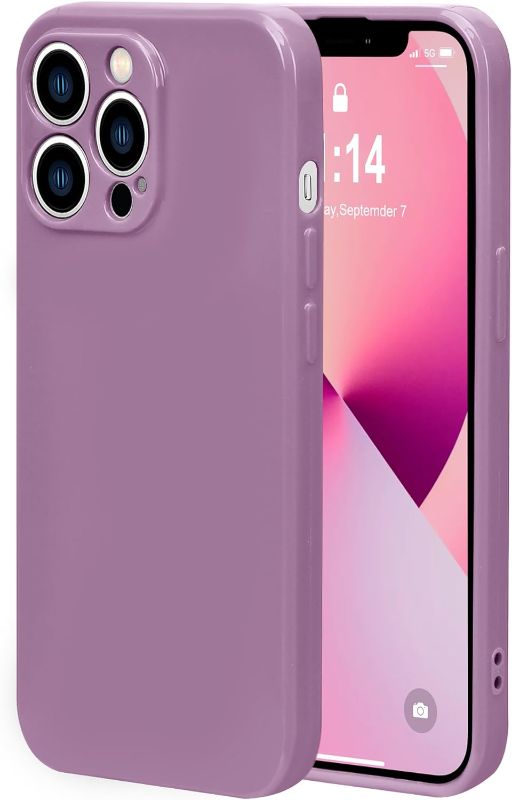 Photo 1 of Case Compatible with iPhone 15 Pro Max 6.7 Inches, Straight Edge Fine Hole Soft Liquid Silica Gel Military Grade Shockproof Fingerprint Protection(Cherry Blossom Purple)
