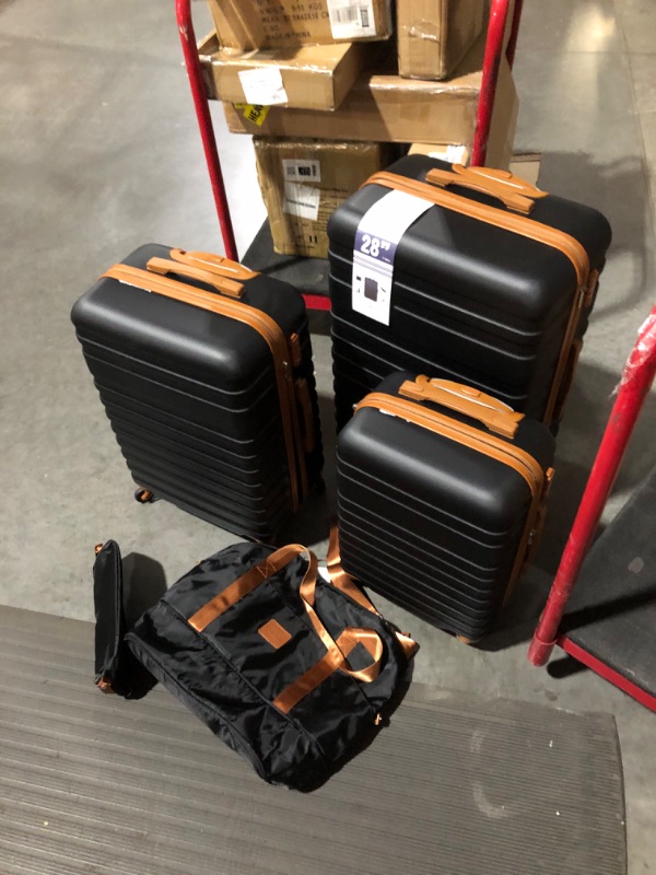 Photo 5 of ***USED - DIRTY - SCUFFED - DEFAULT CODE IS 0-0-0***
Coolife Luggage Sets Suitcase Set 3 Piece Luggage Set Carry On Hardside Luggage with TSA Lock Spinner Wheels (Black, 5 piece set)