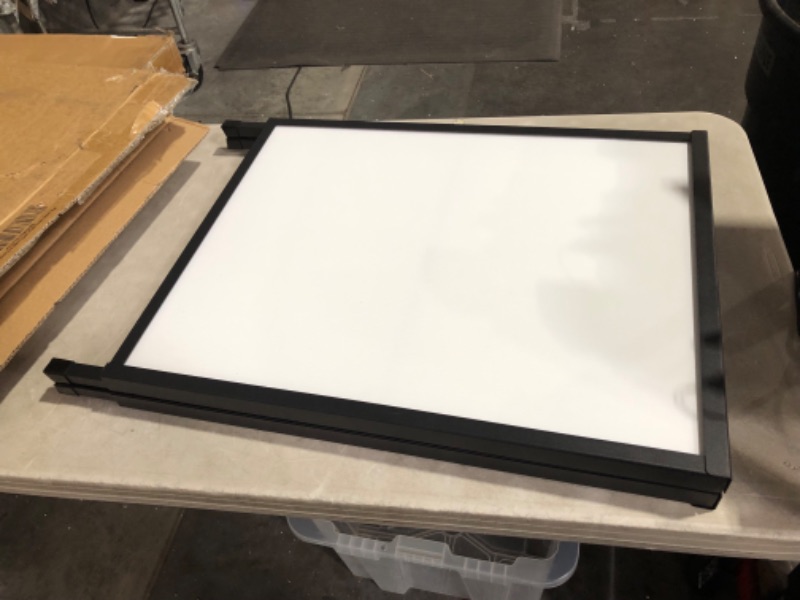 Photo 4 of ***USED - DAMAGED  - DENTED - SEE PICTURES***
Outdoor A-Frame Sidewalk Sign 22x28 Inch Sandwich Board, Black Coated Steel Metal Double-Sided, Heavy Duty Slide-in Folding Frame Sign Holder