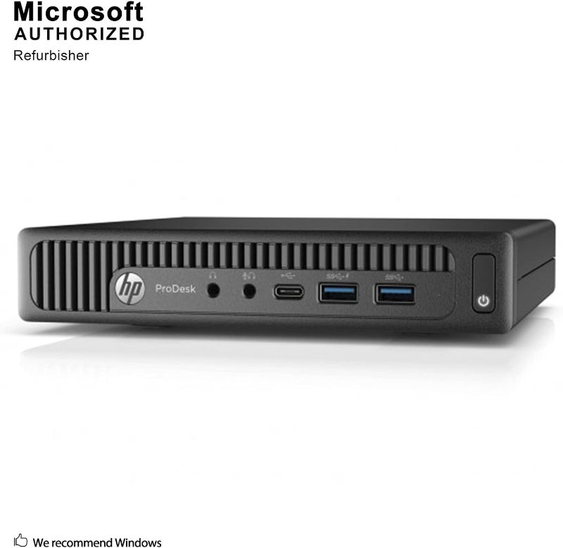 Photo 1 of HP Prodesk 600 G2 Micro Computer Mini Tower PC (Intel Quad Core i3-6100T, 8GB DDR4 Ram, 256GB SSD, VGA, USB 3.0, USB-C) Win 10 Pro (Renewed)