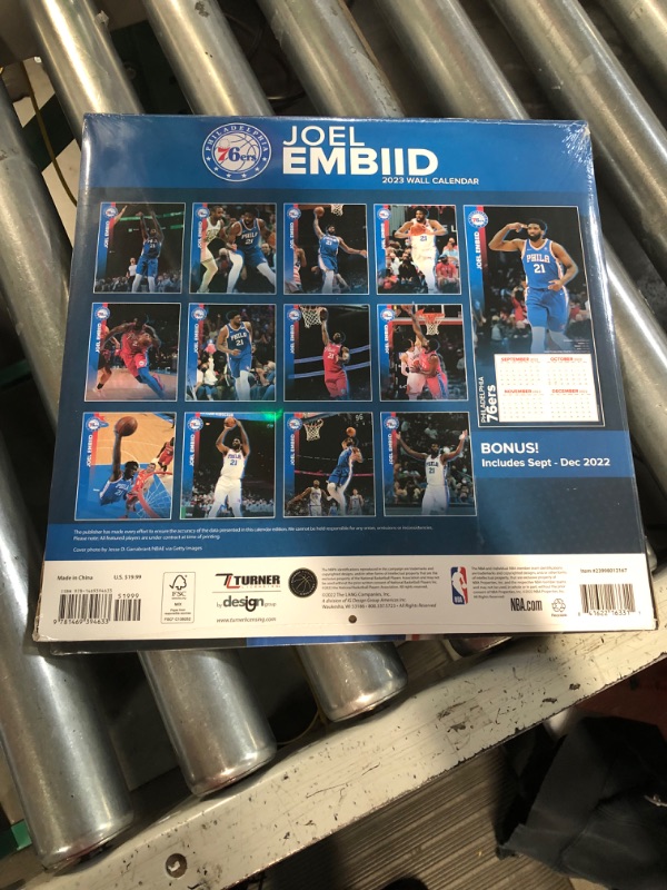 Photo 3 of TURNER SPORTS Philadelphia 76ers Joel Embiid 2023 12X12 Player Wall Calendar (23998012167)