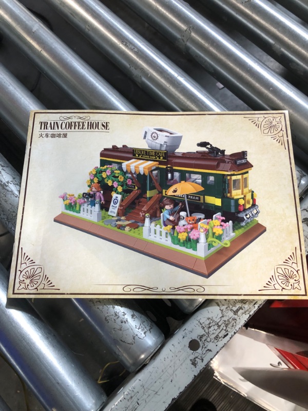 Photo 3 of 1081PCS Retro Coffee Train Building Kit, Classic City Architecture Mini Building Blocks Train Café Set