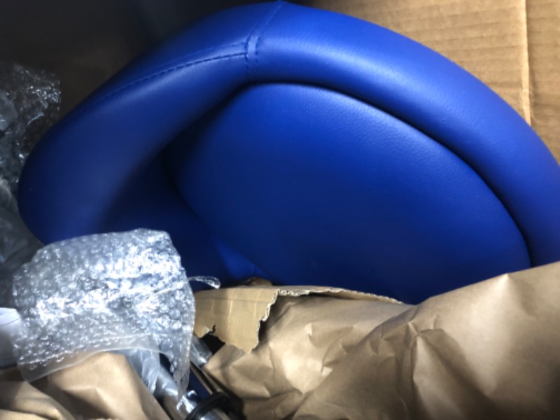 Photo 1 of **SEE NOTES**
KKTONER PU Leather Round Rolling Stool with Back Rest Height Adjustable Swivel Drafting Work SPA Chair Wheels (Blue)