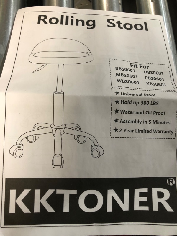 Photo 1 of **SEE NOTES**
KKTONER PU Leather Round Rolling Stool with Back Rest Height Adjustable Swivel Drafting Work SPA Chair Wheels (Blue)