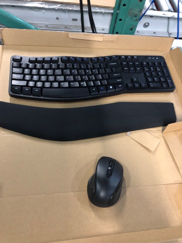 Photo 2 of Amazon Basics Ergonomic Wireless Keyboard Mouse Combo - QWERTY - Black