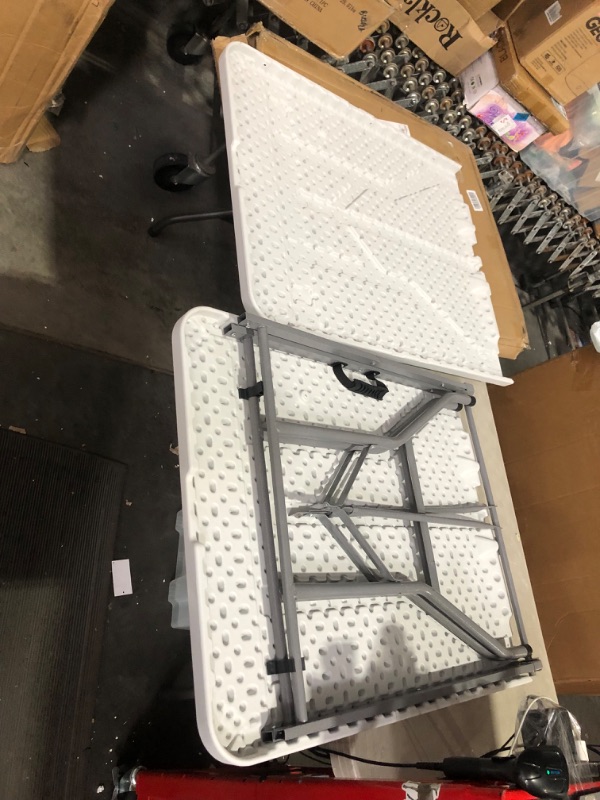 Photo 6 of ***NONREFUNDABLE - NOT FUNCTIONAL - FOR PARTS ONLY - SEE COMMENTS***
AM The America Store - Plastic Folding Table, Indoor Outdoor Heavy Duty Portable w/Handle 6FT White