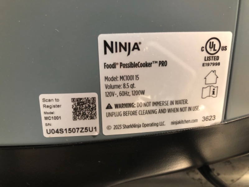Photo 3 of [FOR PARTS, READ NOTES] NONREFUNDABLE
Ninja MC1001 Foodi PossibleCooker PRO 8.5 Quart Multi-Cooker, with 8-in-1 Slow Cooker, Pressure Cooker Sea Salt Grey
