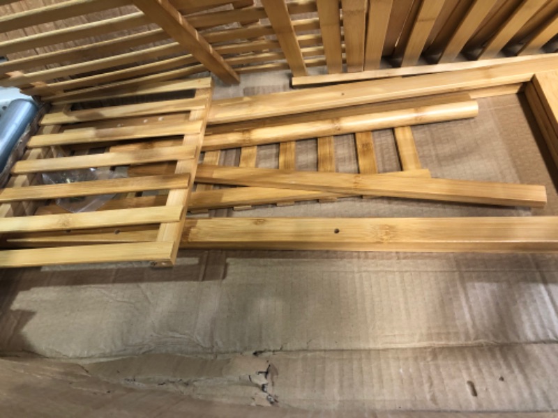 Photo 1 of Jotsport Bamboo Clothes Rack with 7 Tier Storage Shelves Clothing Hanging Stand for Small Spaces Children's Wardrobe Closet, Multifunctional Plant Stand Trapezoid