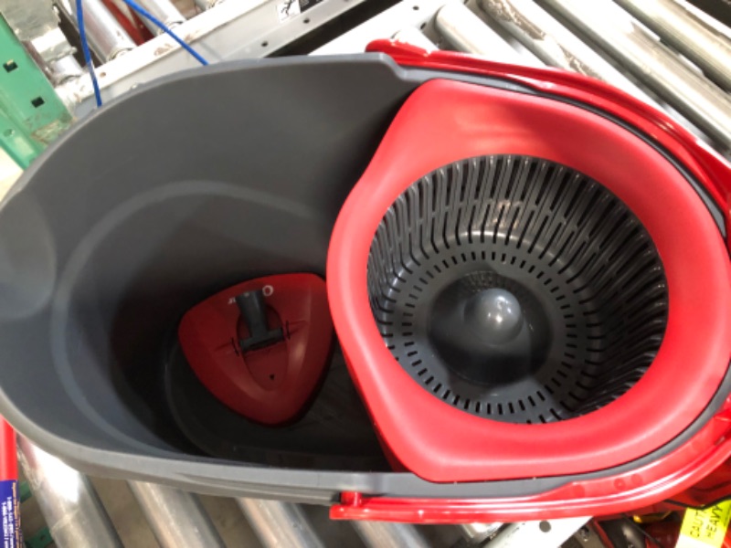 Photo 1 of *DAMAGED/MISSING PIECES * O-Cedar EasyWring Microfiber Spin Mop, Bucket Floor Cleaning System, Red, Gray
