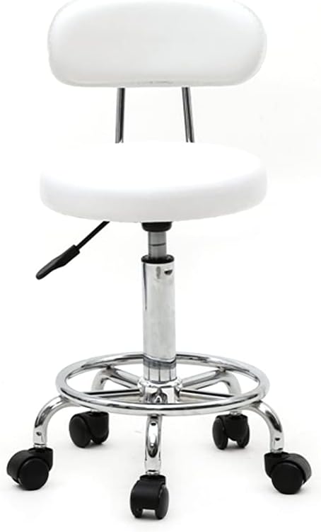 Photo 6 of **PARTS ONLY MISSING SOME HARDWARE** STOCK PHOTO FOR REF. ONLY**
Round Rolling Stool with Low Back Height, 360° Swivel Task Chair, White 