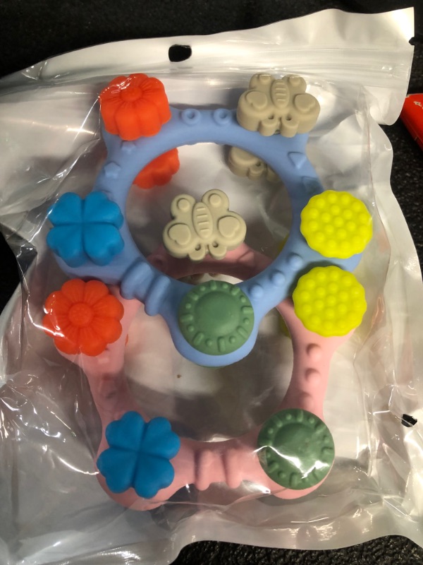 Photo 2 of 4 Pack Teething Toys for Babies 0-6-12-36 Months, Best Teething Relief Soft Baby Teether Rings Baby Sensory Chew 