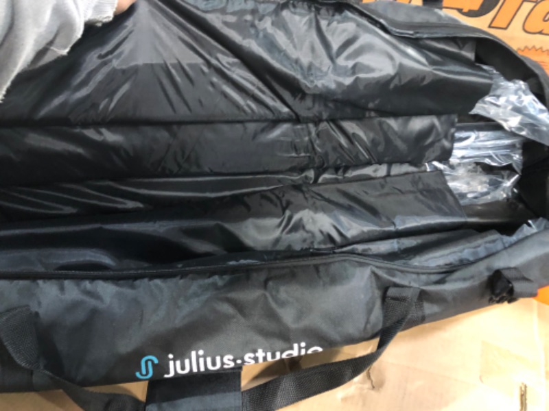 Photo 4 of Julius Studio 30 feet Max Crossbar, 250° Rotatable Angle, Triple Wide Telescopic Backdrop Stands, Background Support System with 10 Spring Clamps and 4 Counter Weight Sand Bags, JSAG795 30 ft. Wide