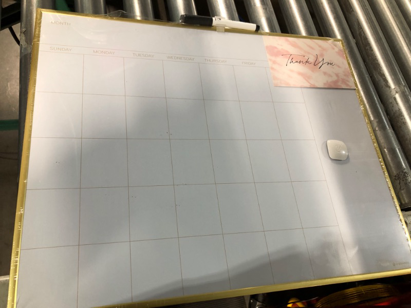 Photo 1 of U Brands Magnetic Monthly Calendar Dry Erase Board, 16 x 20 Inches, Gold Aluminum Frame - 364U00-01 Gold