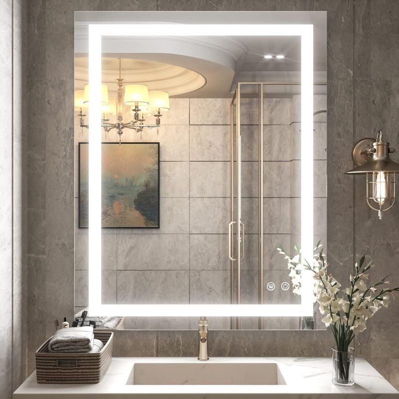 Photo 1 of TETOTE 30 x 36 Bathroom LED Mirror Vanity Mirror with Lights,Dimmable,Anti-Fog,Makeup Wall Mounted Modern Lighted Mirror 30x36"