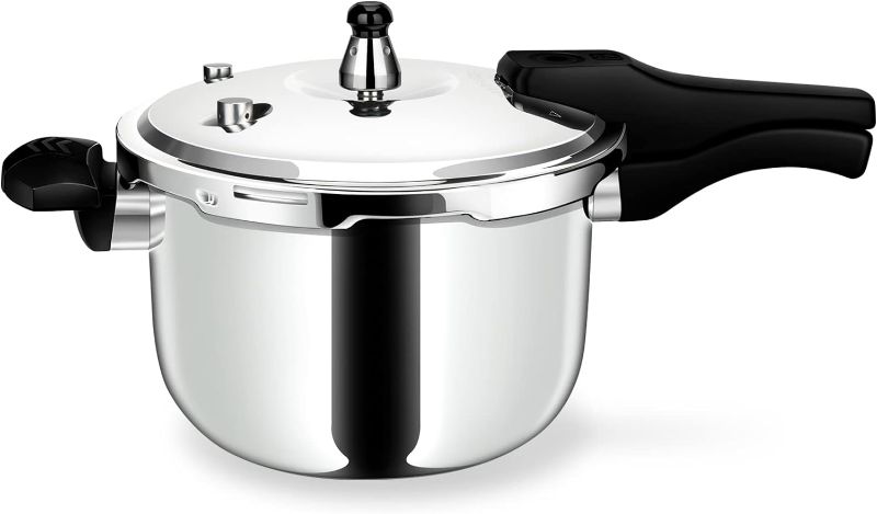 Photo 1 of Stainless Steel Pressure Cooker, Peterboo 4 Quart Induction Compatible Thickened Pressure Cooker with Spring Valve Safeguard Devices, Compatible with Gas & Induction Cooker 2-3 Members Use
