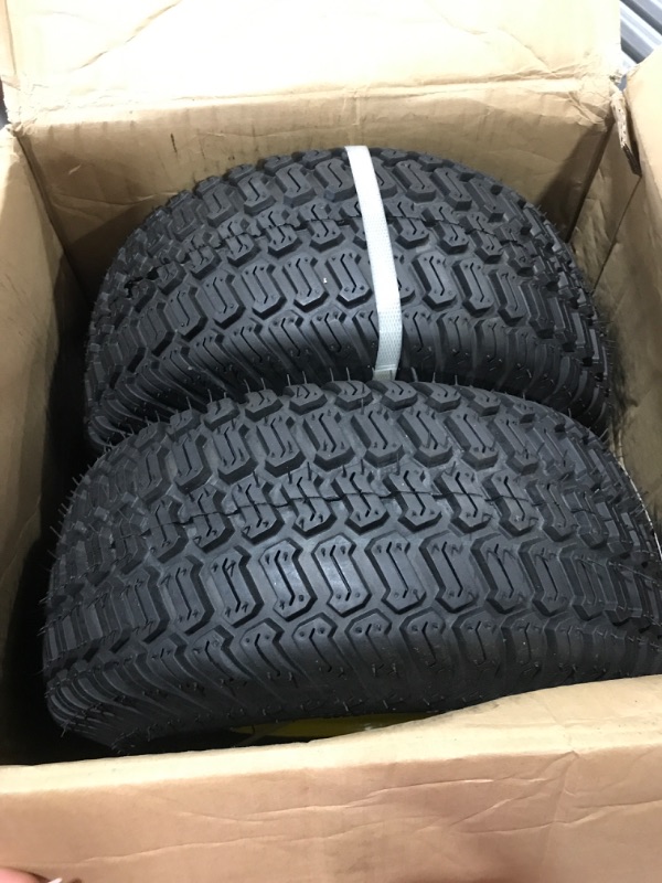 Photo 2 of 2-Pack 13x5.00-6 Flat-Free Tire with Rim,3"Centered Hub with 3/4" Bushings,w/Grease Fitting?400lbs Capacity,13x5-6 No-Flat Solid Rubber Turf Wheel,for Riding Lawn mower,Garden Cart,Wheelbarrow
