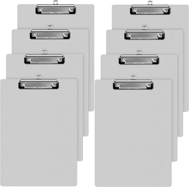 Photo 1 of 8 Pieces Clipboard, Metal Clipboard Aluminum Office Clipboard Low Profile Clip Standard A4 Letter Size Metal Clip Board, Size 12.5 x 9 Inch
