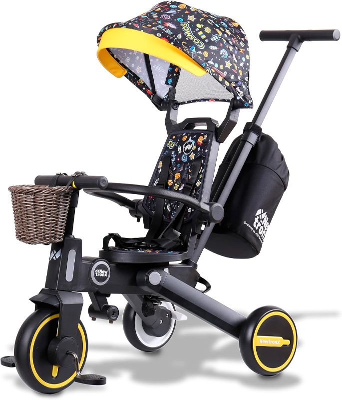 Photo 1 of Adventure Pro Summer Edition - Foldable Tricycle for Toddlers-Big Canopy, Basket,Travel Backpack and Parent Bag - Toddler Tricycle for Ages 10 Months to 5 Years (Cosmos/Black)
