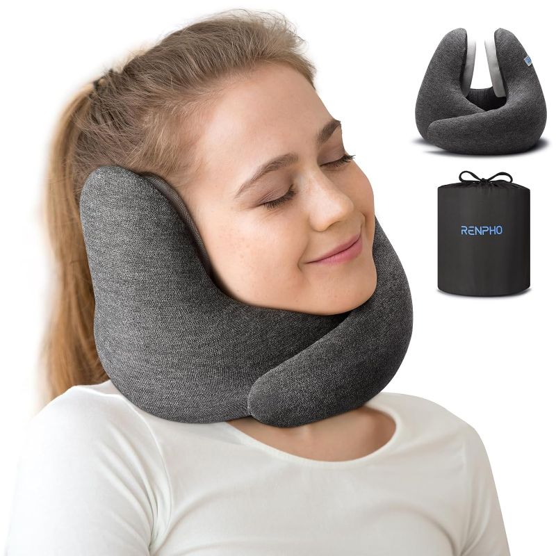 Photo 1 of RENPHO Neck Pillow Airplane for 360°Neck Support, Travel Pillow with Noise Reducing, Premium Memory Foam Travel Pillows for Airplanes, with Storage Bag,...
