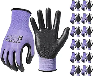 Photo 1 of Safety Work Gloves, Nitrile Work Gloves For Men and Women, Work Gloves With Touchscreen Fingers, Work Gloves men, Men's work gloves with grip,mechanics gloves (Size XXL, Purple, 12-pairs)

