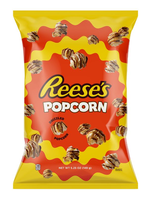 Photo 1 of Reese's Popcorn, 5.25oz Grocery Sized Bag, Popcorn Drizzled in Reese's Peanut Butter and Chocolate, Ready to Eat, Savory Snack, Sweet and Salty Snacks 5.25 Ounce (Pack of 2) exp 10/24