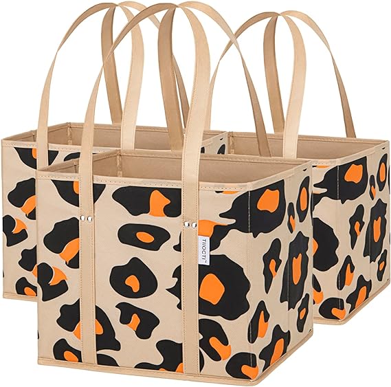 Photo 1 of Reusable Grocery Bags heavy duty Shopping Box Foldable Saving Space Standing Tote Bag with Long Handles 3 Pacs
