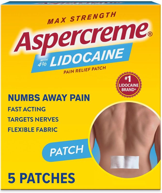 Photo 1 of Aspercreme Max Strength Lidocaine Pain Relief Patch (5 Count) for Back Pain, Odor Free Exp 05/25