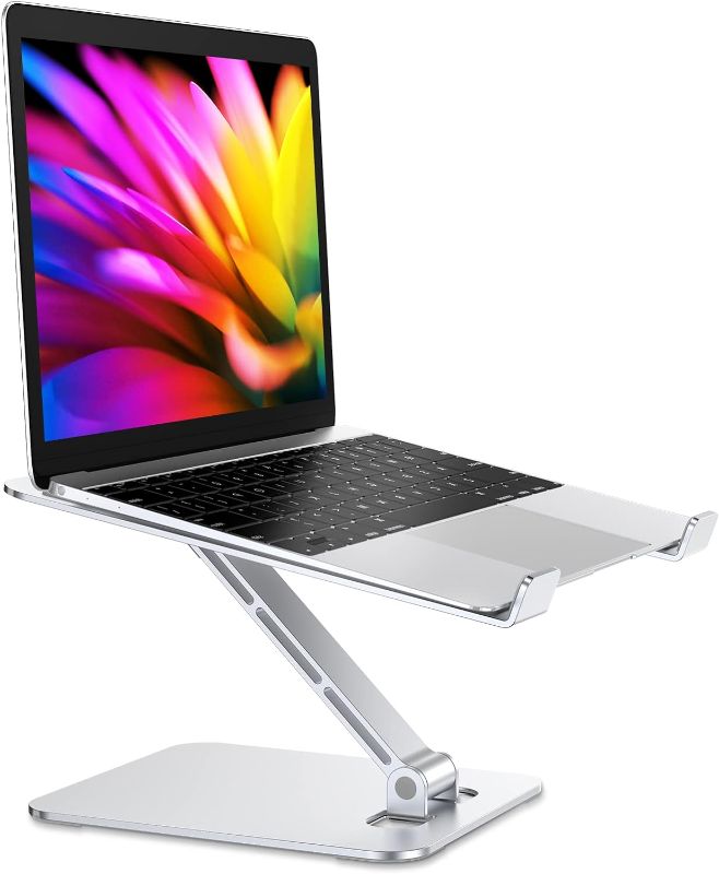 Photo 1 of Foldable Laptop Stand, Height Adjustable Ergonomic Computer Stand for Desk, Aluminum Portable Laptop Riser Holder Mount Compatible with MacBook Pro Air, All Notebooks 10-16"
