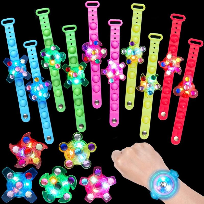 Photo 1 of 24 Pack Light Up Bracelets Party Favors for Kids 8-12 4-8 3-5, Goodie Bags Stuffers for Kids Gifts for Boys Girls, Light Up Birthday Party Favors Return Gifts Treasure Box Toys Classroom Prizes
