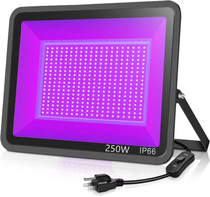 Photo 1 of XYCN 250W LED Black Lights, Flood Light with Plug, IP66 Waterproof for Dance Party, Glow in The Dark, Stage Lighting, Body Paint, Fluorescent Poster, Neon Glow 250w Led Black Light 1pack