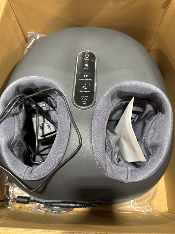 Photo 1 of Neuksso Foot Massager with Heat, Shiatsu Deep Kneading Foot Massager Machine with Multiple Massage Modes & Adjustable Air Intensity for Home and Office Use, Fits Feet Up to Men Size 12 (Gray)