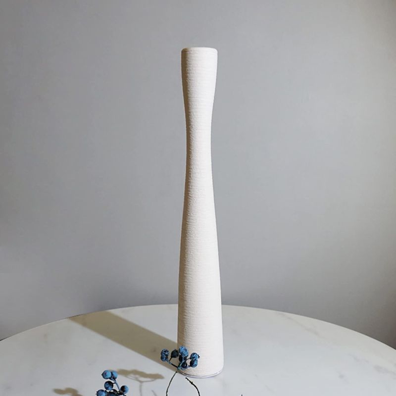 Photo 1 of AETVRNI 20‘’ Tall White Floor Vase - Ceramic Flower Vase - Skinny Vase for Decorative Branches and Dried Flowers,Minimalist Vase for Decor Living,Room,Bedroom,Kitchen,Office,Slender White 50cm
