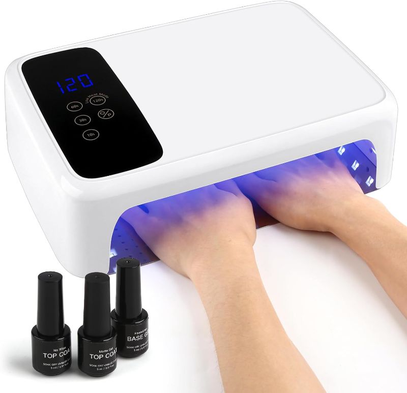 Photo 1 of Professional 138W UV LED Rechargeable Wireless Nail Dryer, Curing Light for Gel Nails with 69 Beads for Fingernails & Toenails, Auto Infrared Sensor and 4 Timers for Nail Polish
