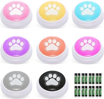 Photo 1 of Dog Buttons for Communication - Recordable Talking Buttons for Dogs to Press to Communication,30 Seconds Voice Dog Training Speaking Buttons Pack of 8 (Battery Inclued)

