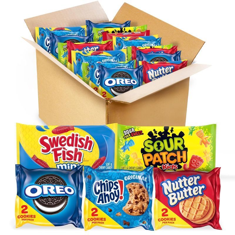 Photo 1 of OREO, CHIPS AHOY!, Nutter Butter, SOUR PATCH KIDS & SWEDISH FISH Cookies & Candy Variety Pack, 40 Snack Packs
