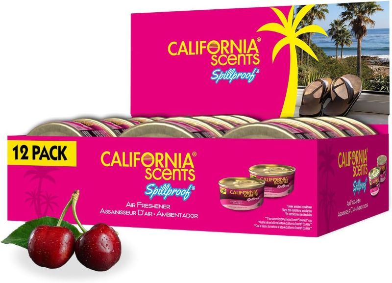 Photo 1 of California Scents Can Air Freshener and Odor Neutralizer, Set of 12 Spillproof Cans for Home and Car, Coronado Cherry, 1.5 Oz Each, Pack of 12 (Packaging May Vary)

